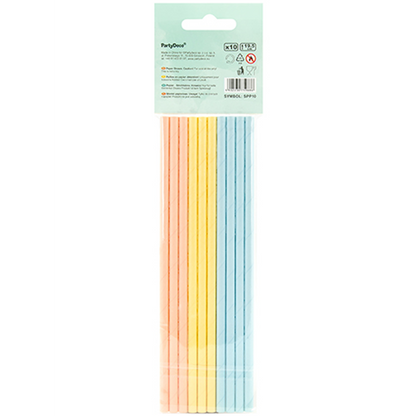 10 papieren rietjes - bont pastel