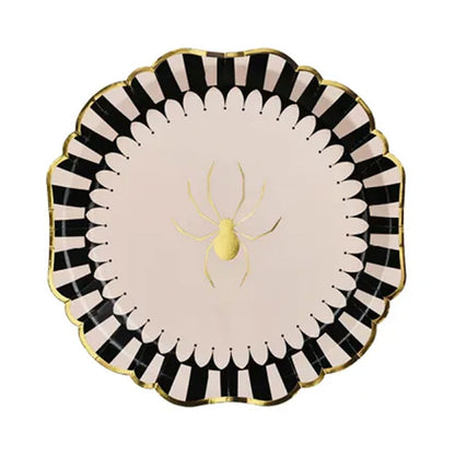 6 papieren borden - spinnen - 23 cm