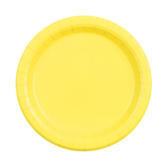 6 kartonnen bordjes - Geel - 23cm