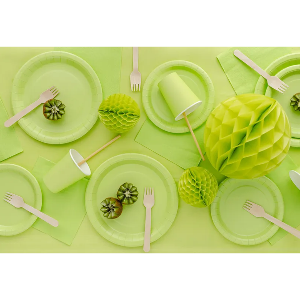 6 papieren bordjes - lichtgroen - 23 cm