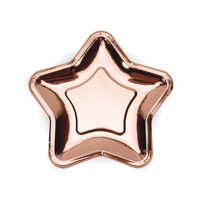 6 kartonnen bordjes Trend - Ø 18 cm - Ster - Roségoud