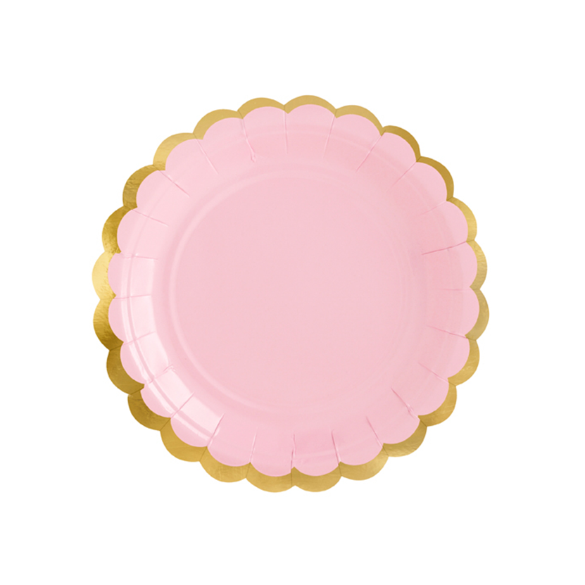 6 papieren borden Trend - Ø 18 cm - Pastelroze