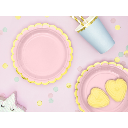 6 papieren borden Trend - Ø 18 cm - Pastelroze
