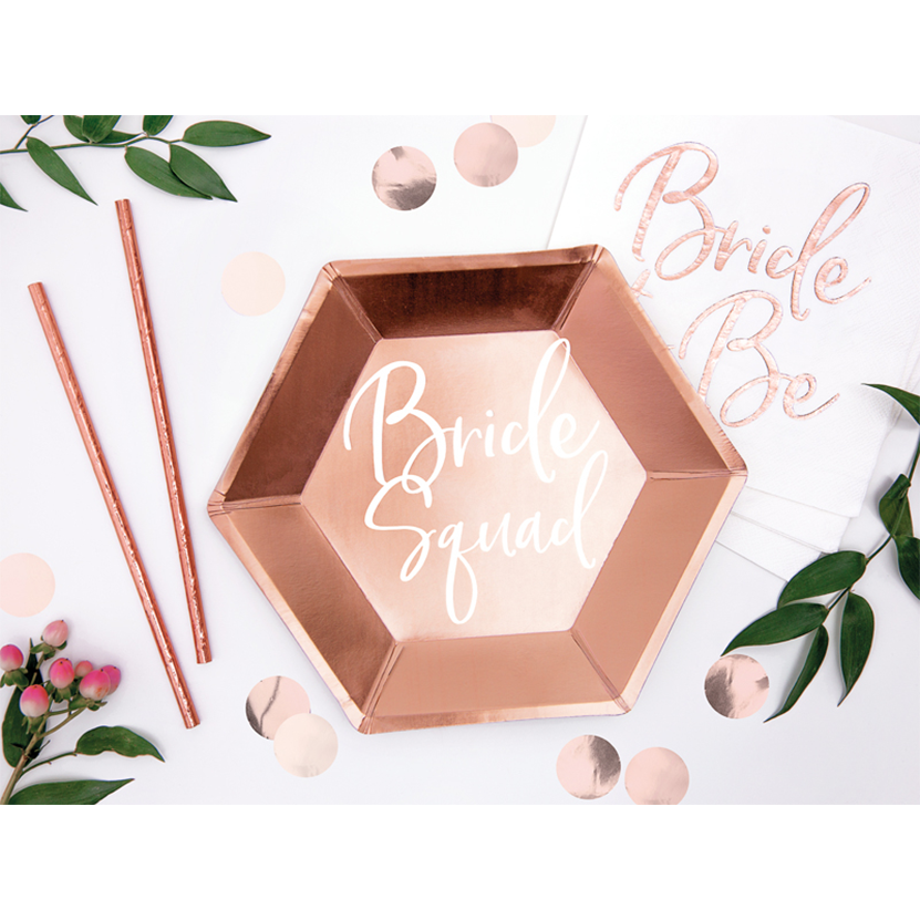 6 kartonnen borden Trend - Ø 23 cm - Bride Squad