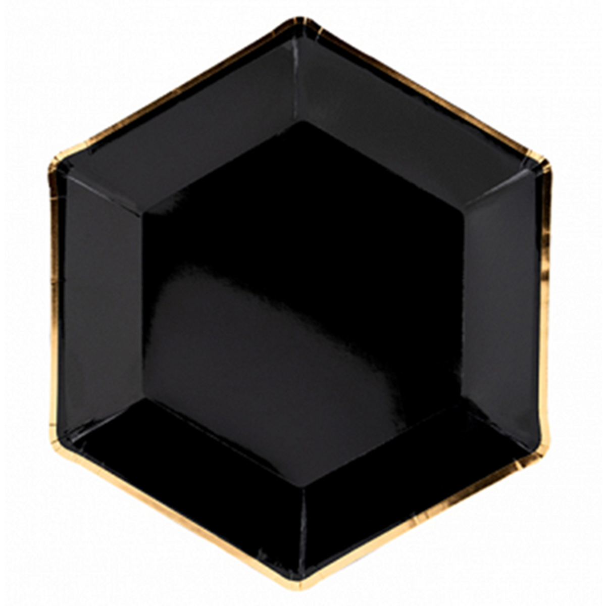 6 kartonnen borden Trend - Ø 23 cm - zwart & goud