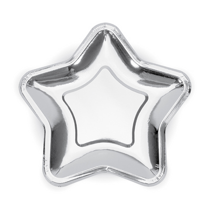 6 Kartonnen borden Trend - Ø 23cm - Silver Star