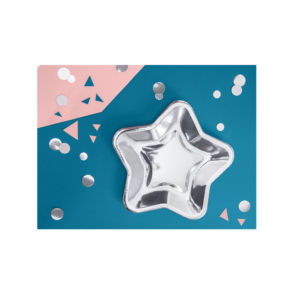 6 Kartonnen borden Trend - Ø 23cm - Silver Star