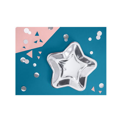 6 Kartonnen borden Trend - Ø 23cm - Silver Star