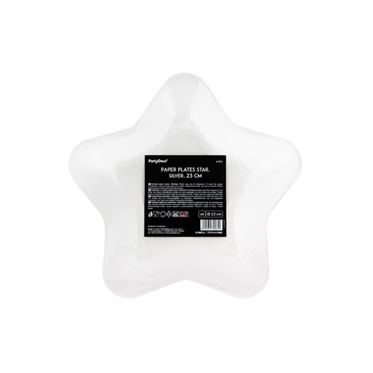 6 Kartonnen borden Trend - Ø 23cm - Silver Star