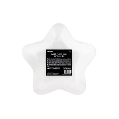 6 Kartonnen borden Trend - Ø 23cm - Silver Star