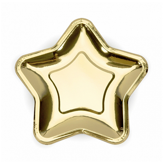 6 Papieren borden Trend - Ø 23cm - Gold Star