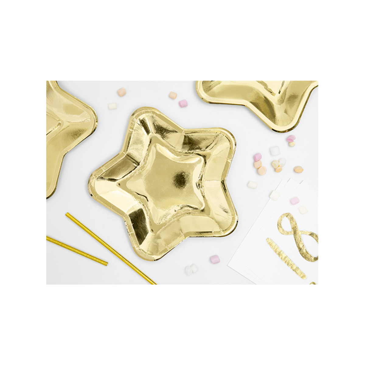 6 Papieren borden Trend - Ø 23cm - Gold Star