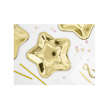 6 Papieren borden Trend - Ø 23cm - Gold Star