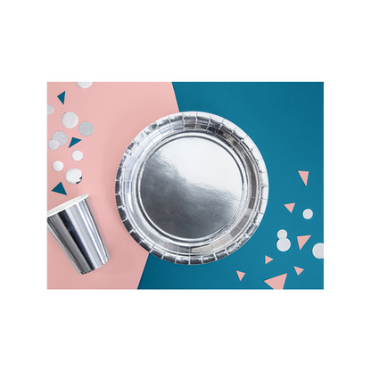 6 kartonnen borden Trend - Ø 23cm - Zilver