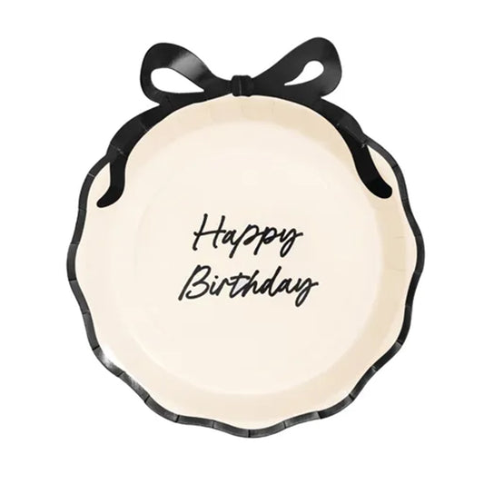 6 kartonnen bordjes - Ø 24 cm - Happy Birthday-strik