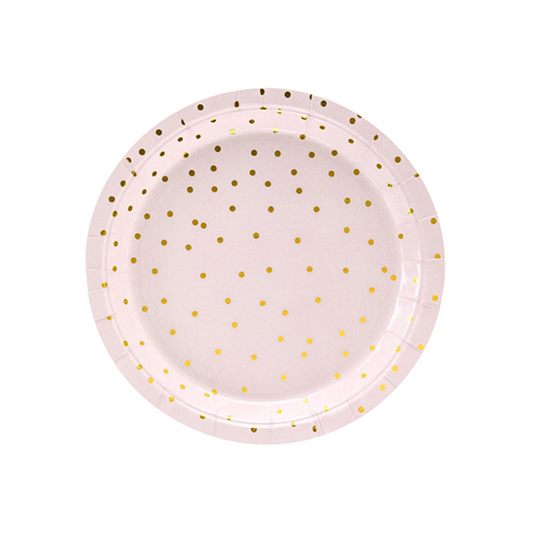 6 Kartonnen borden Trend - Ø 18 cm - Stippen Roze