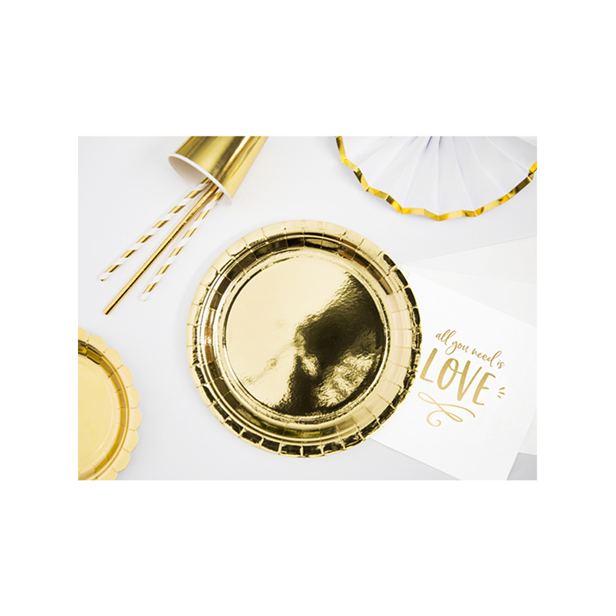 6 papieren borden Trend - Ø 23 cm - goud