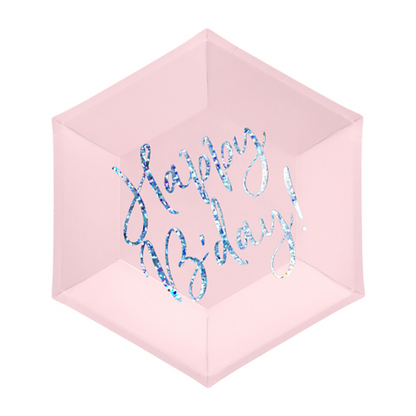 6 papieren borden Trend - Ø 20cm - Happy Birthday Shine