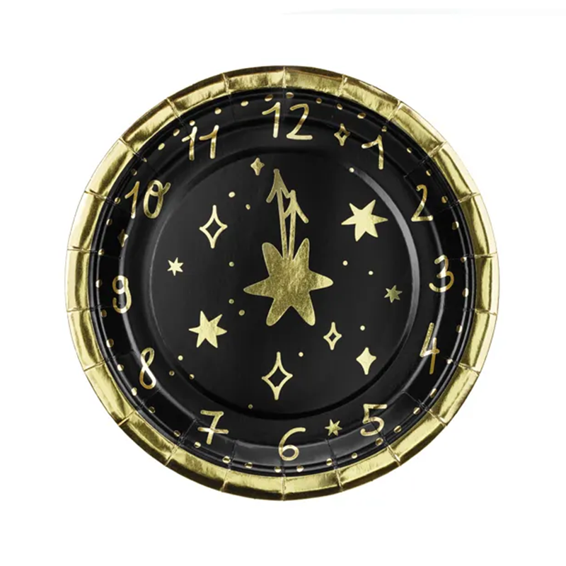 6 papieren borden Trend - Ø 18cm - HNY Clock