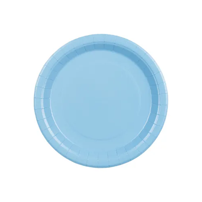 6 papieren borden - Lichtblauw - 18cm