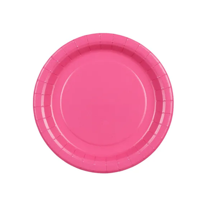 6 papieren borden - Donkerroze - 18 cm