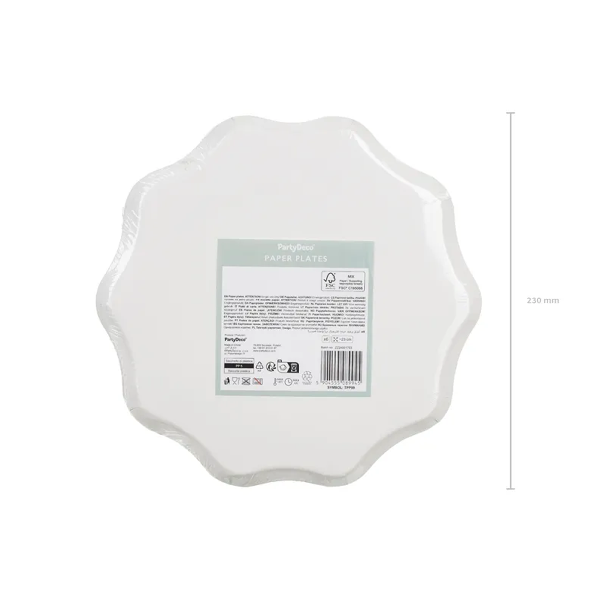6 kartonnen borden - ruitjespatroon - 23 cm - mix