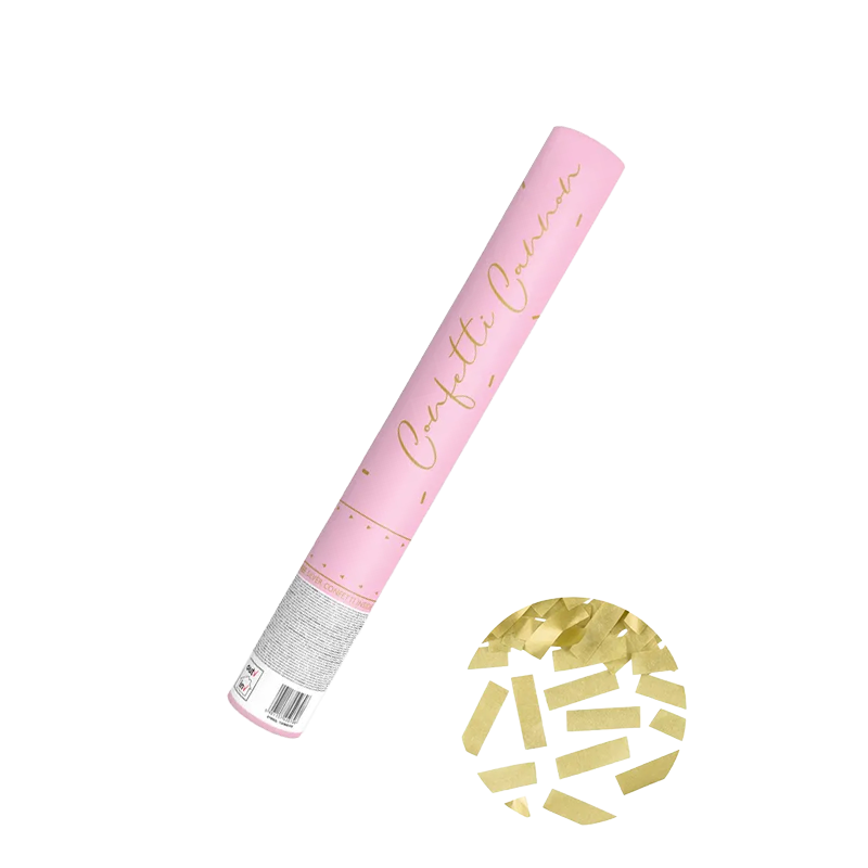 1 Confettikanon - 40cm - Stroken - Goud