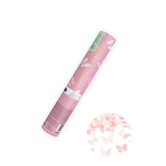 1 Confettikanon - 20cm - Roze vlinders