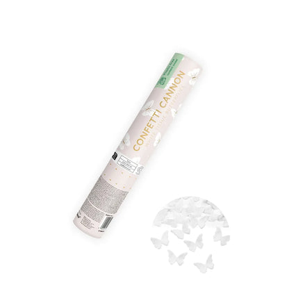 1 confetti kanon - 20cm - Witte vlinders