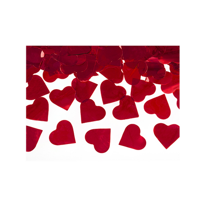 1 Confettikanon - 40cm - Metallic - Harten - Rood