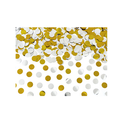 1 Confettikanon - 40cm - Metallic - Dots - Zilver & Goud