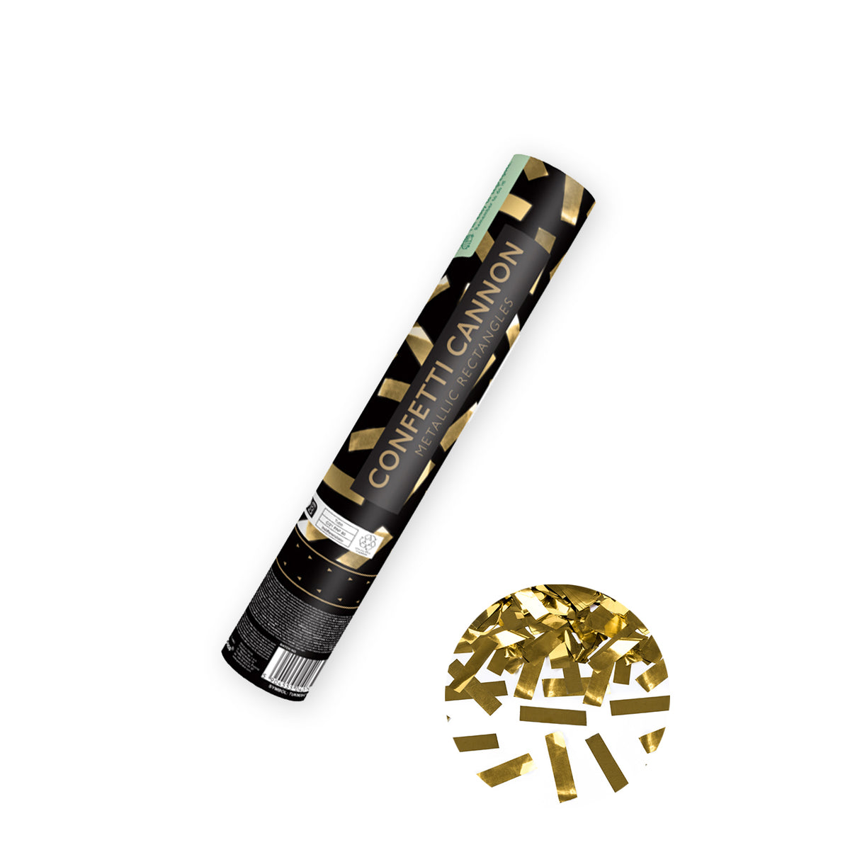 1 Confettikanon - 28cm - Metallic - Stroken - Goud