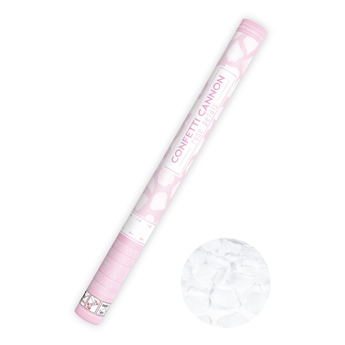 1 Confettikanon XL - 60cm - Rozenblaadjes - Wit