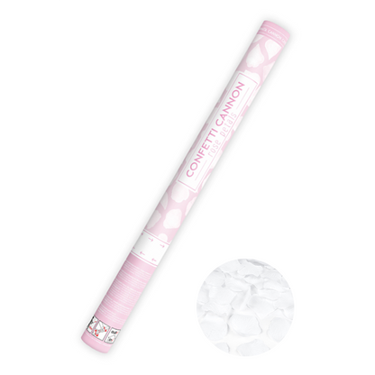 1 Confettikanon XL - 60cm - Rozenblaadjes - Wit