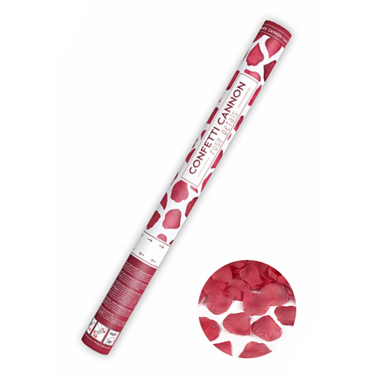 1 Confettikanon XL - 60cm - Rozenblaadjes - Rood