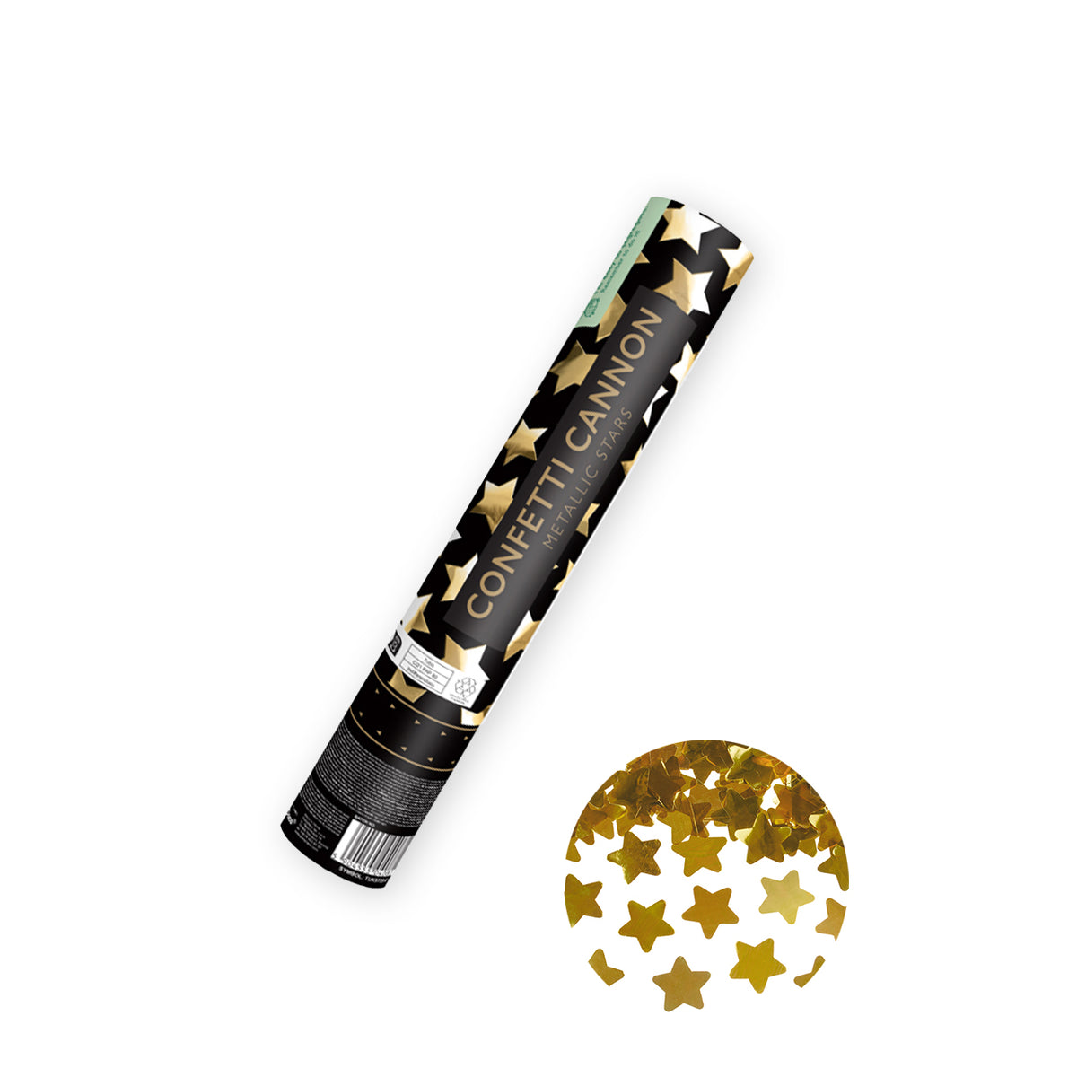1 confetti kanon - 28cm - metallic - sterren - goud