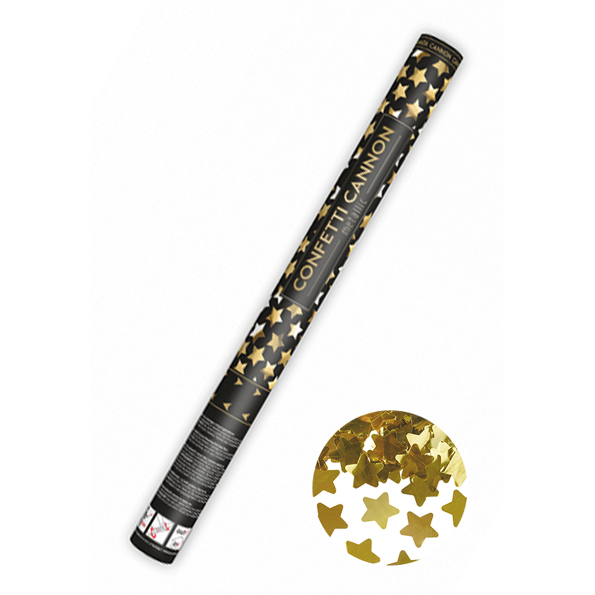 1 Confettikanon XL - 60cm - Metallic - Sterren - Goud