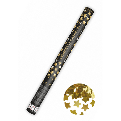 1 Confettikanon XL - 60cm - Metallic - Sterren - Goud