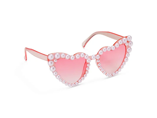 1 Paar - Hartvormige bril met parels - Roze