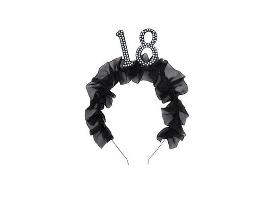 1 Haarband - 18 met ruches en parels - Zwart