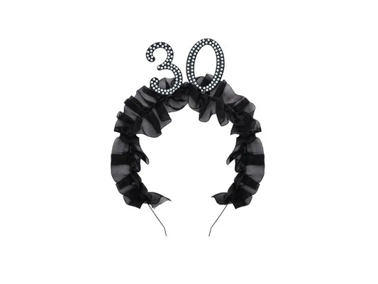 1 Haarband - 30 met ruches en parels - Zwart