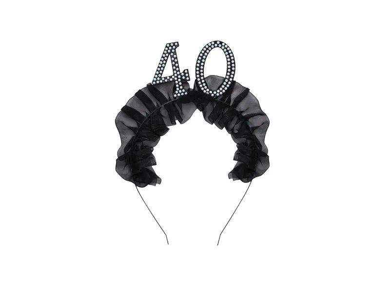 1 hoofdband - 40 met ruches en parels - Zwart