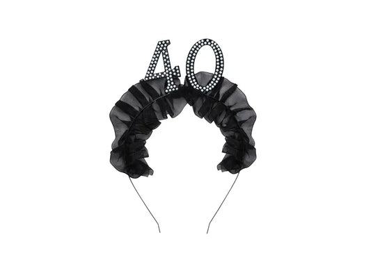 1 hoofdband - 40 met ruches en parels - Zwart