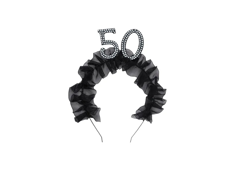 1 hoofdband - 50 met ruches en parels - Zwart