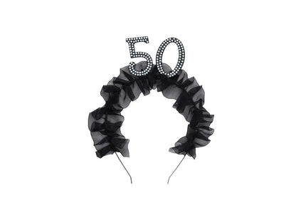1 hoofdband - 50 met ruches en parels - Zwart