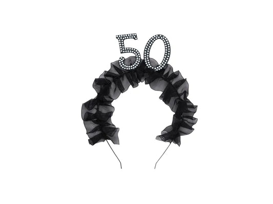 1 hoofdband - 50 met ruches en parels - Zwart